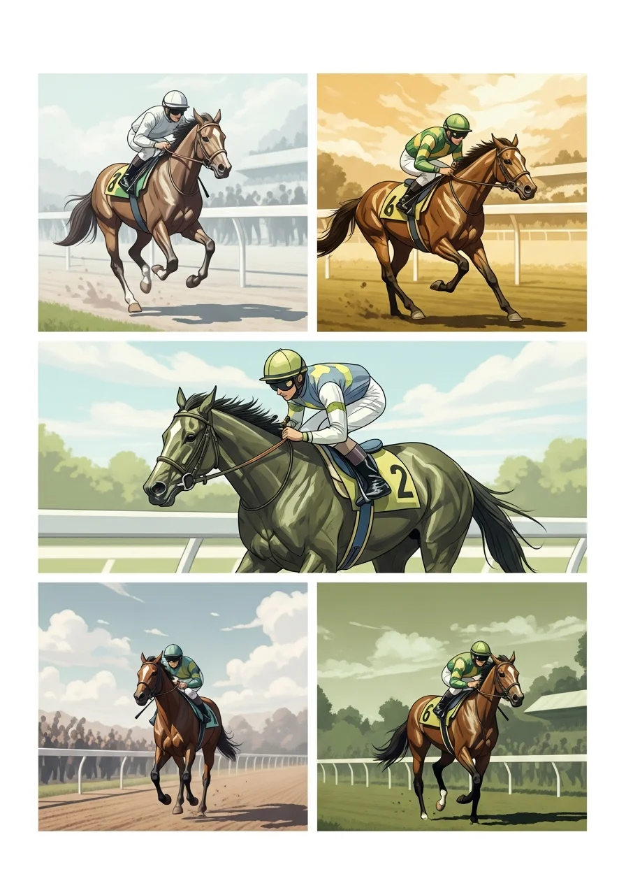 Jockey et son cheval en pleine action lors d'une course de galop